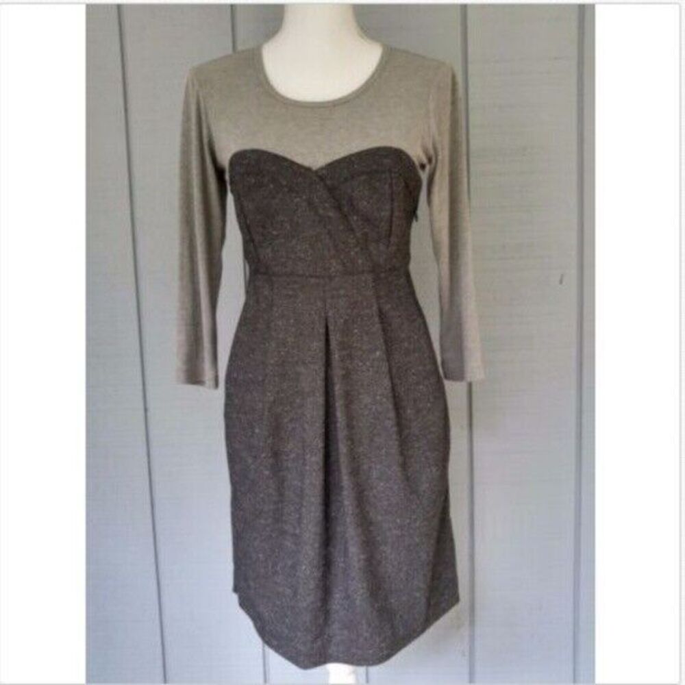 Chris McLaughlin Dress Womens 4 Gray Sweetheart Yoke Fitted Waist Lined